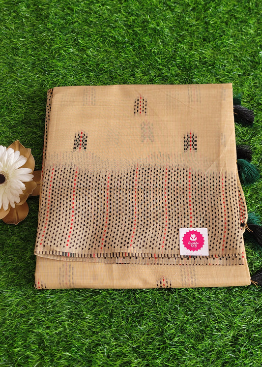 Sandal Colour Semi Chanderi Saree-Casual
