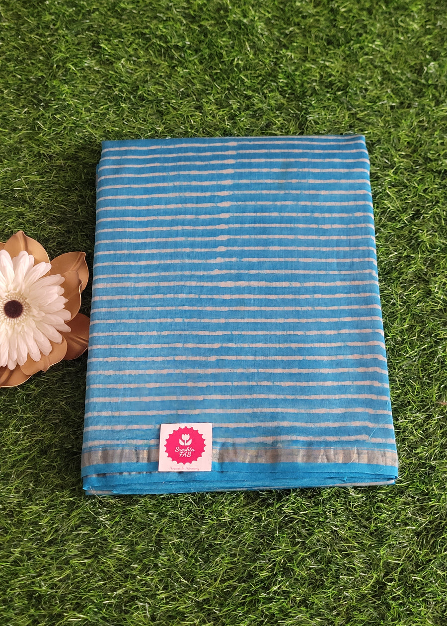 Blue Chanderi Silk Cotton Saree- Rajasthan