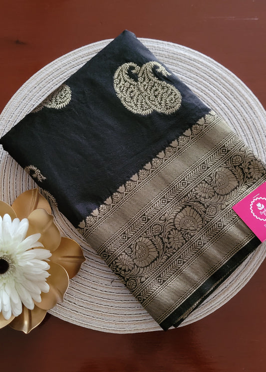 Black Semi Silk Saree- Karnataka