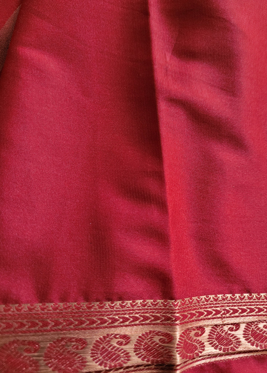 Semi Silk Saree-Coffee & Maroon - Karnataka