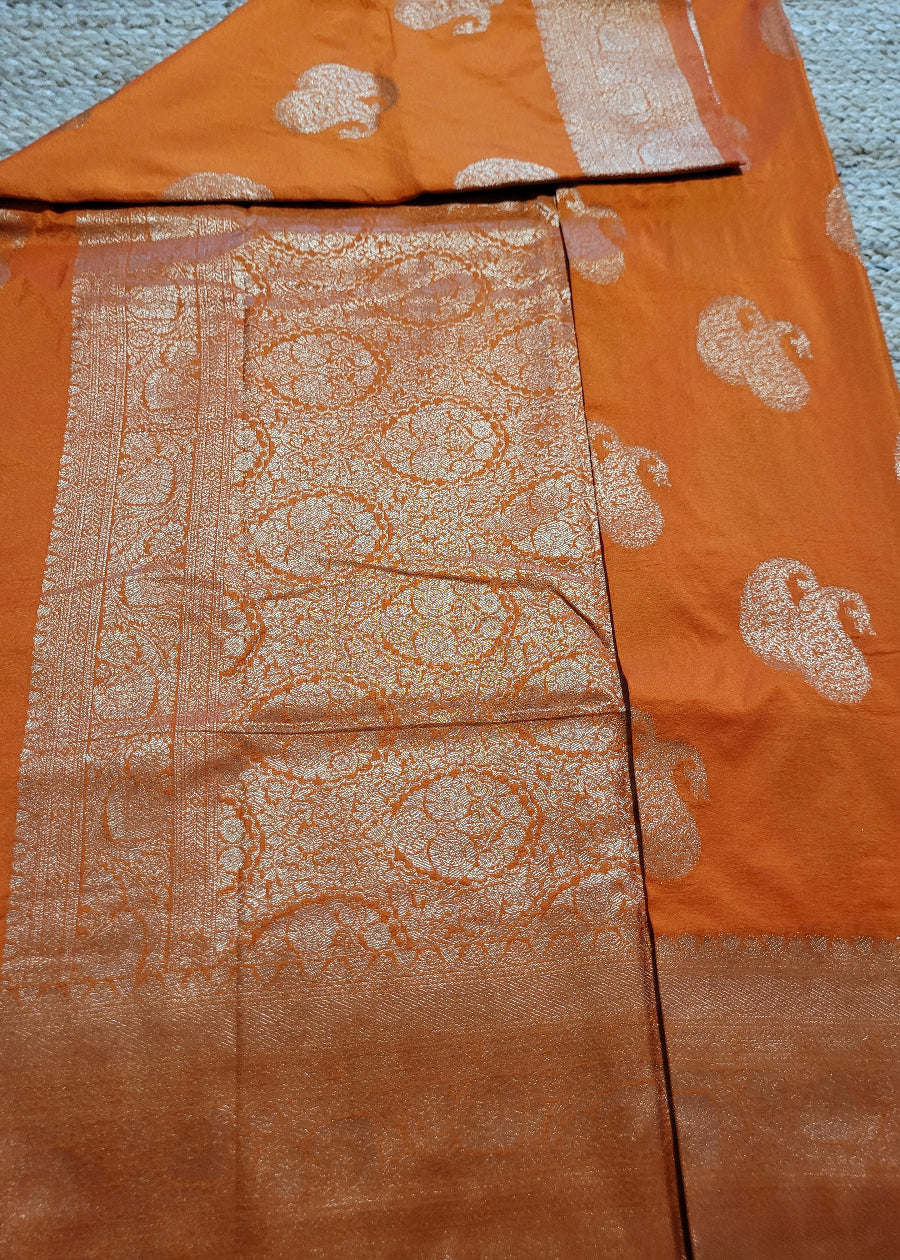 Orange Semi Silk Saree -Karnataka