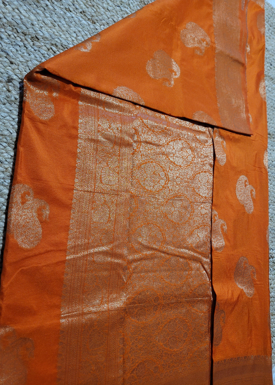 Orange Semi Silk Saree -Karnataka