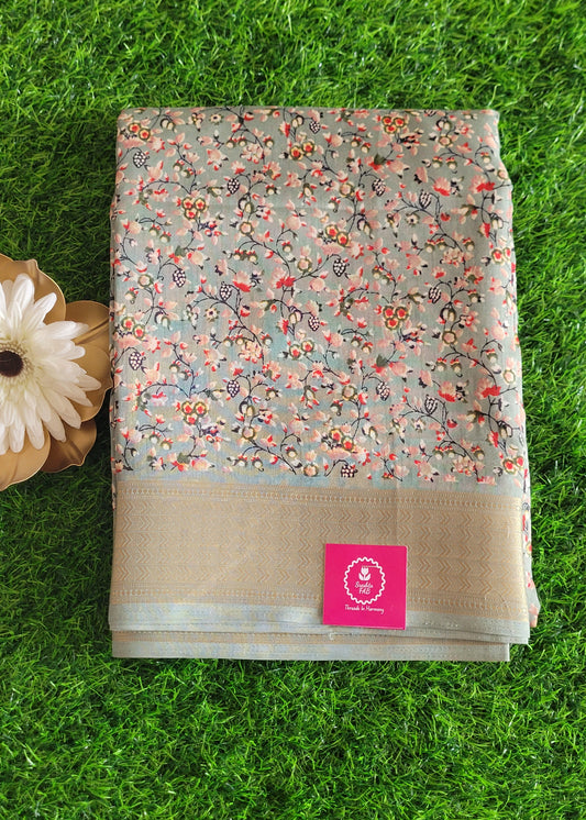 Light Sage Green Semi Dola Saree- Casual