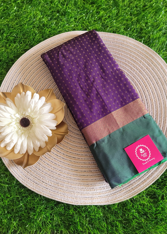 Dark Purple And Green Semi Arani Silk Saree- TN