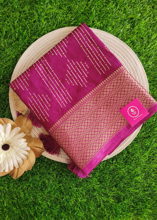 Winish Maroon Semi Silk Saree With Sequins Work- Casual