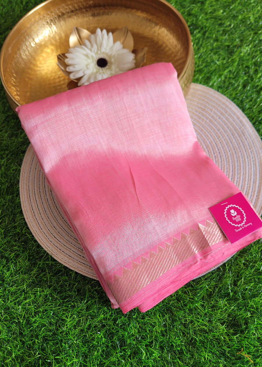 Light Pink Mangalgiri Pure Silk Saree- Andhra
