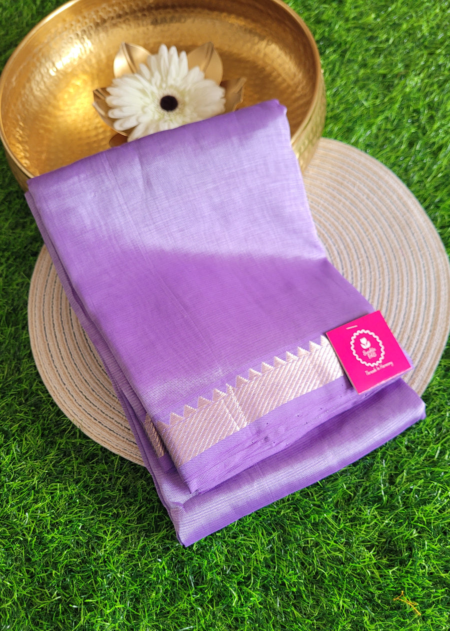 Light Violet Mangalgiri Pure Silk Saree- Andhra