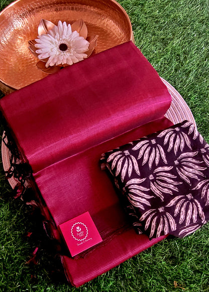 Plain Mangalgiri Silk Saree In Maroon-Andhra