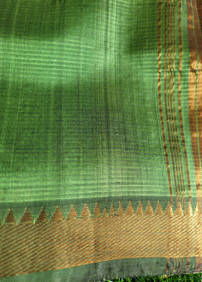 Checks Design Light Green Mangalgiri Silk Saree- Andhra