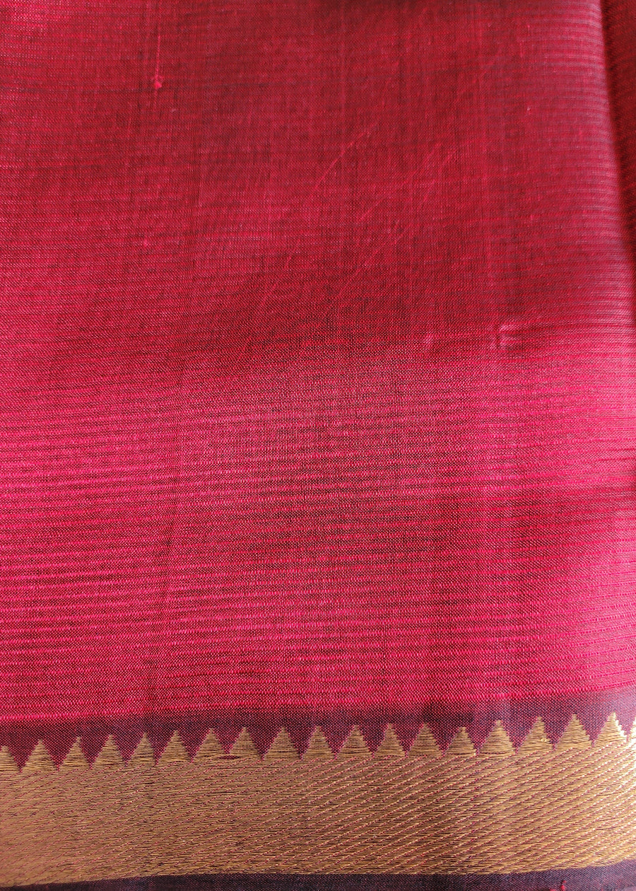 Checks Design Maroon Mangalgiri Silk Saree- Andhra
