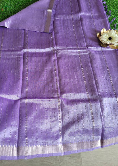 Light Violet Mangalgiri Pure Silk Saree- Andhra