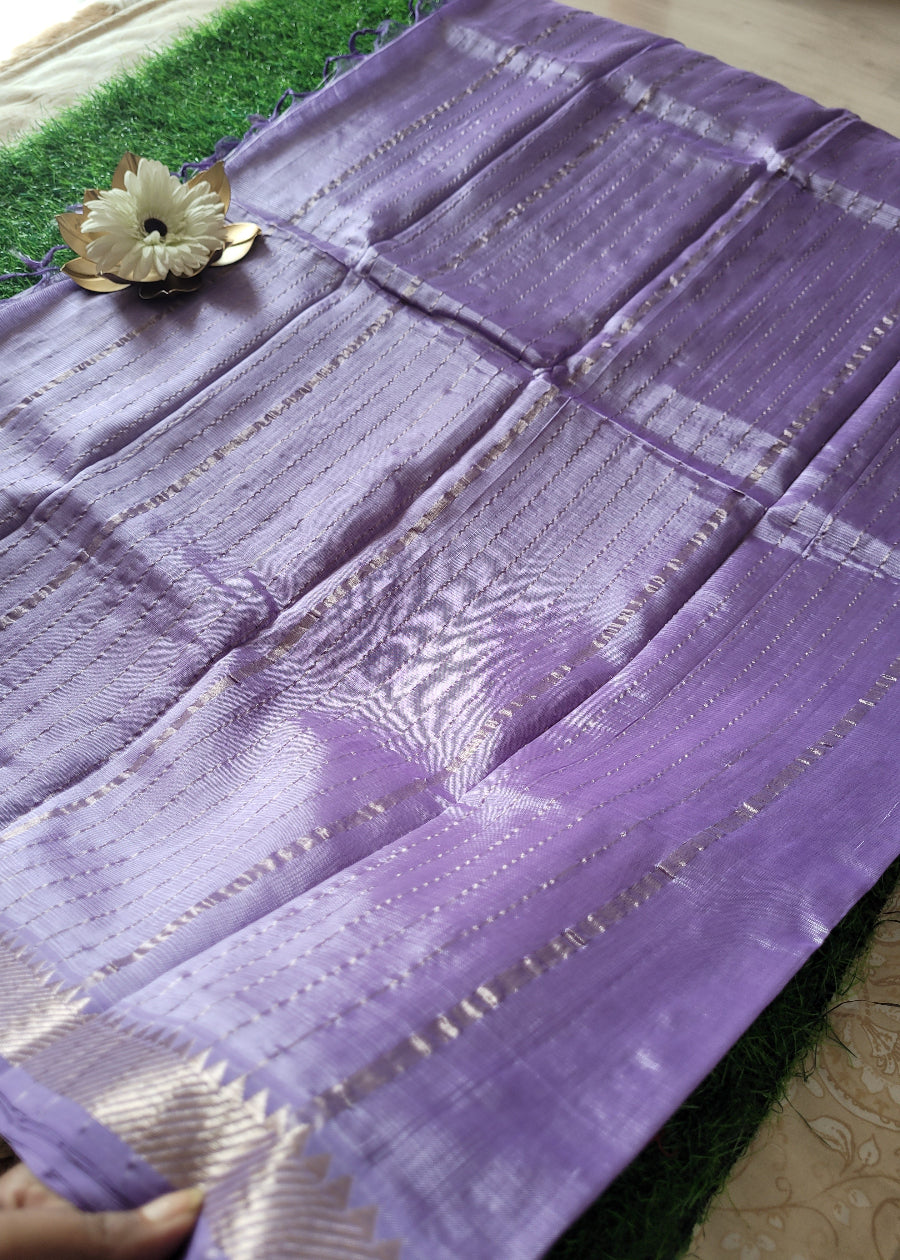 Light Violet Mangalgiri Pure Silk Saree- Andhra