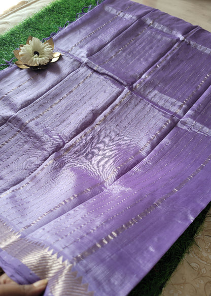 Light Violet Mangalgiri Pure Silk Saree- Andhra