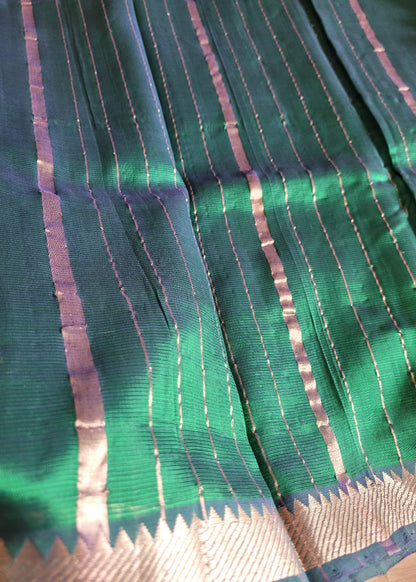 Rama Green And Blue Mangalgiri Silk Saree- Andhra