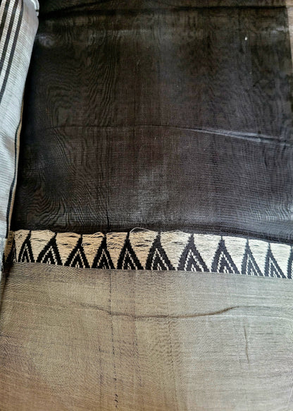 Grey And Offwhite Mangalgri Pure Silk Saree- AP