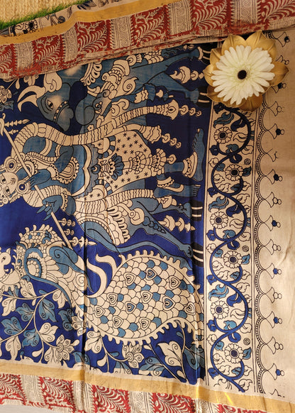 Kalamkari Block Printed Chennuri Silk Saree-Andhra
