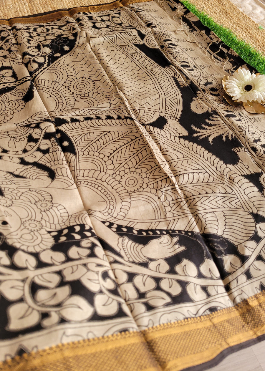 Pichwai Print Chennuri Silk Saree - Andhra