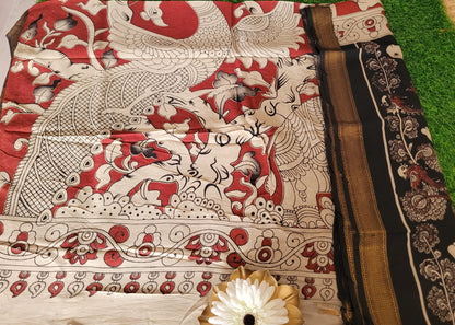 Mangalgiri Silk Cotton In Black and Red- Andhra