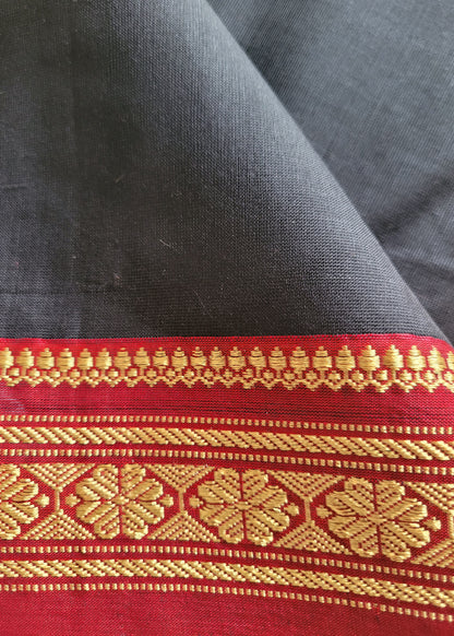 Black And Red Ilkal Silk Cotton Saree- Karnataka