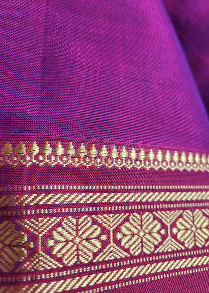 Purplish Majenta And Red Silk Cotton Ilkal Saree- Karnataka