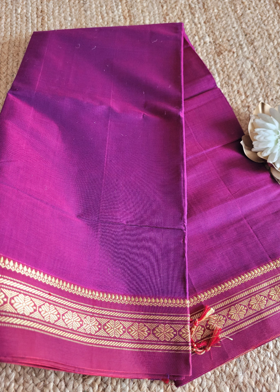 Purplish Majenta And Red Silk Cotton Ilkal Saree- Karnataka