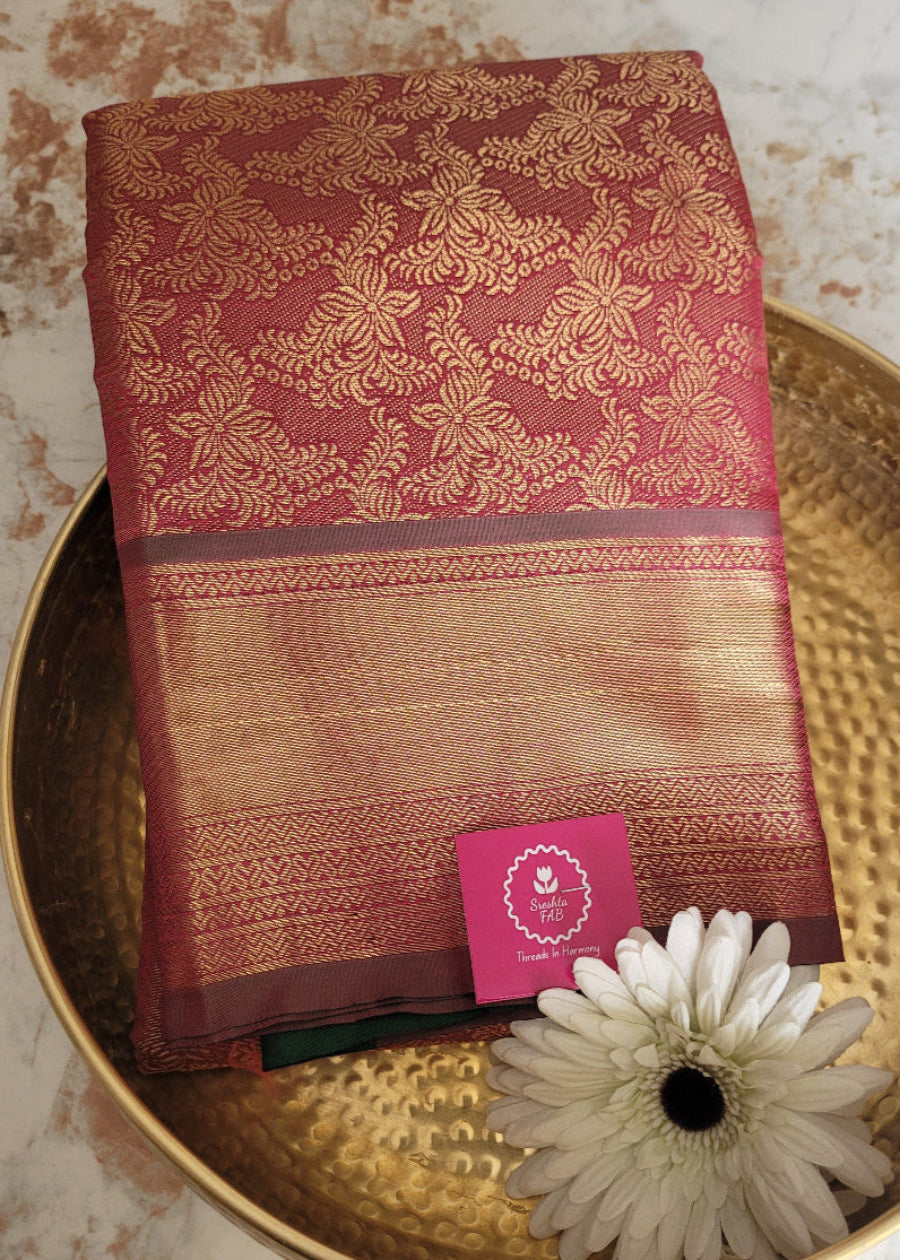 Brown Semi Kanchi Silk Saree- TN