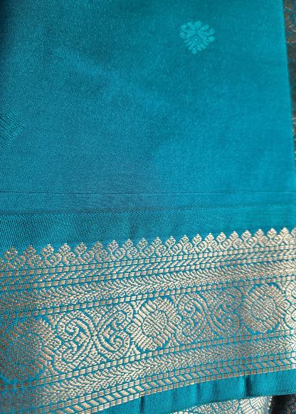 Brick Red And Rama Green Semi Kanchi Silk Saree- TN