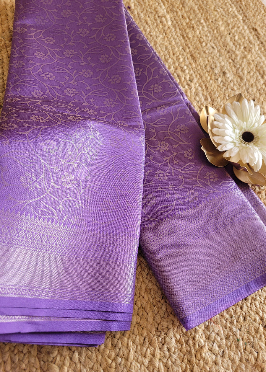 Light Violet Semi Kanchi Silk Saree- TN