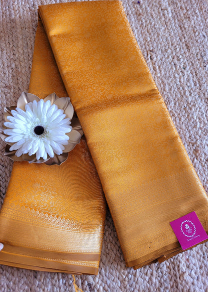 Semi Kanchi Silk Saree In Golden Yellow- TN