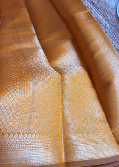 Semi Kanchi Silk Saree In Golden Yellow- TN