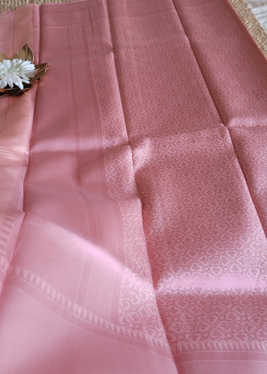 Semi Kanchi Semi Silk Saree In Pink- TN