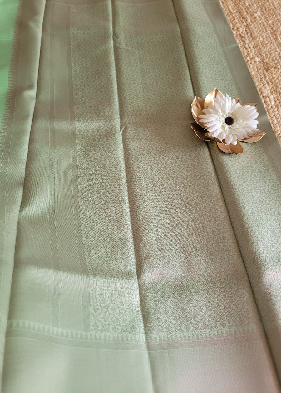 Semi Kanchi Silk Saree In Light Green-TN