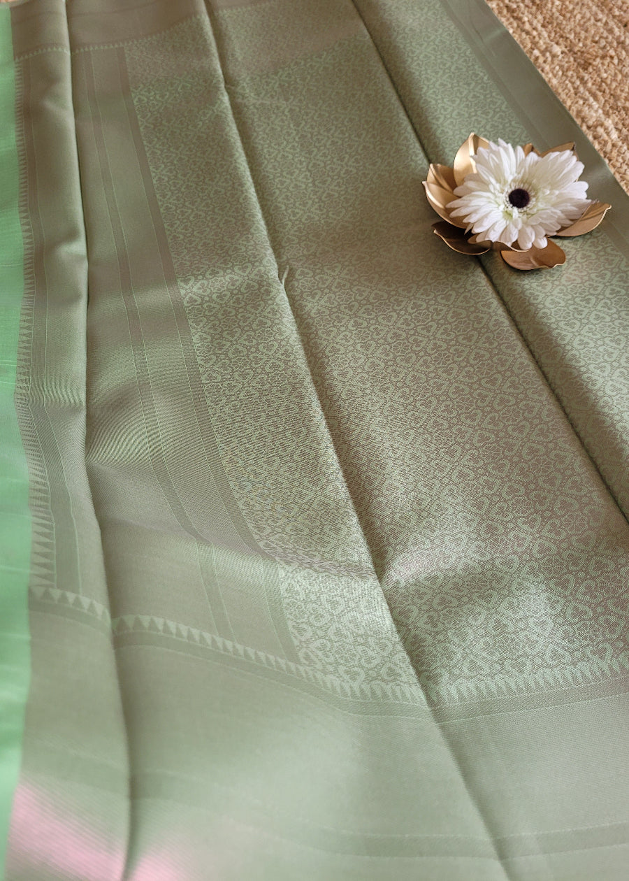 Semi Kanchi Silk Saree In Light Green-TN