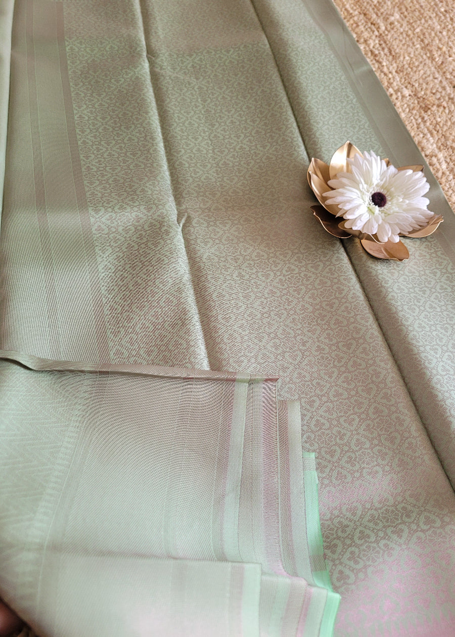 Semi Kanchi Silk Saree In Light Green-TN