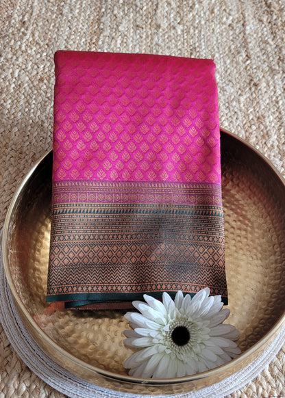 Rani Pink And Green Semi Kanchi Silk Saree- TN
