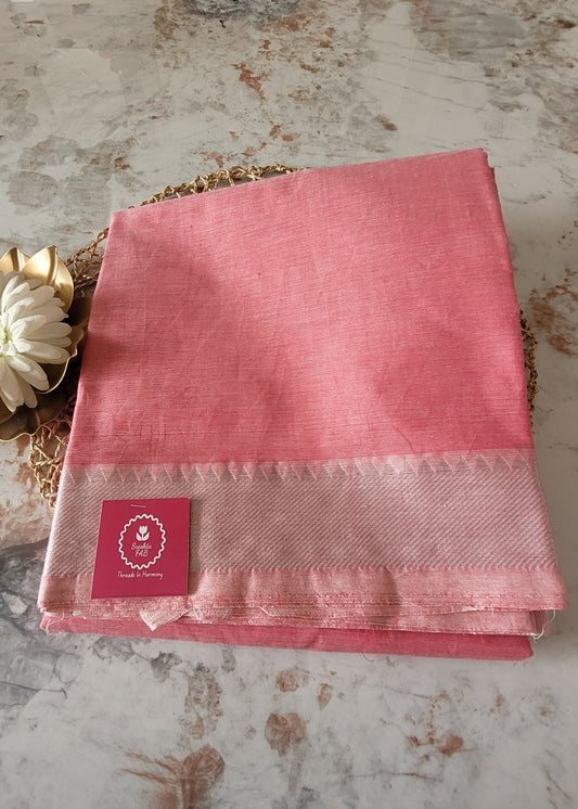 Peach Colour Mangalgiri Cotton Saree- Andhra