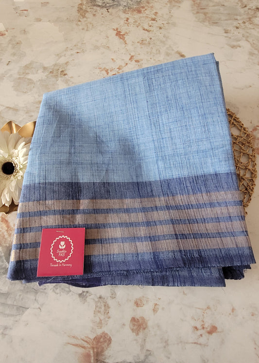Light Denim Blue Colour Mangalgiri Cotton Saree-Andhra