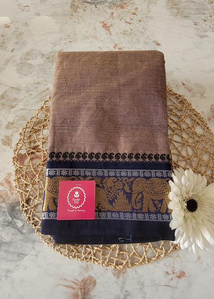 Chocolate And Black Colour Chettinad Cotton Saree-TN