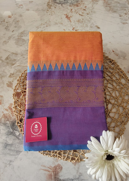 Mustard Yellow Chettinad Cotton Saree -TN