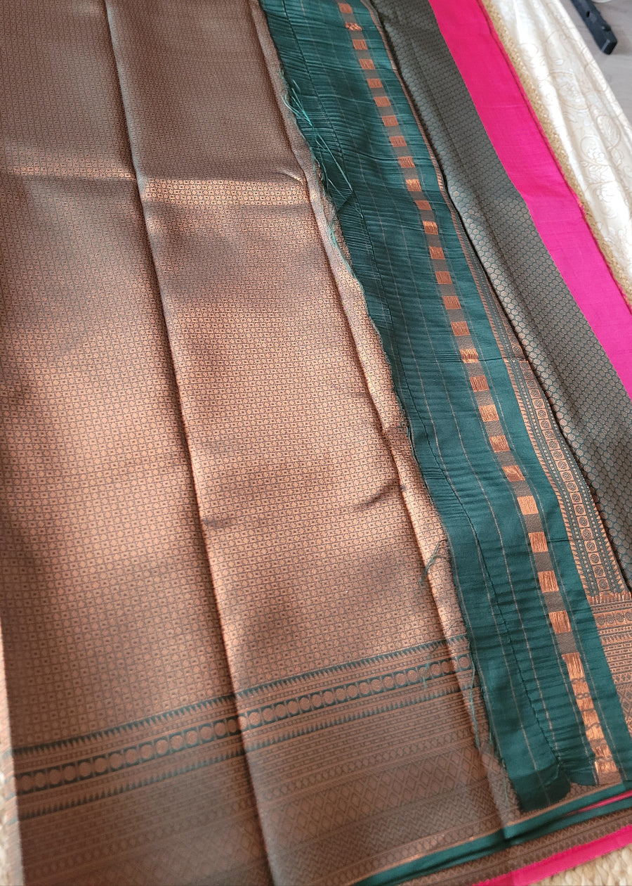 Rani Pink And Green Semi Kanchi Silk Saree- TN