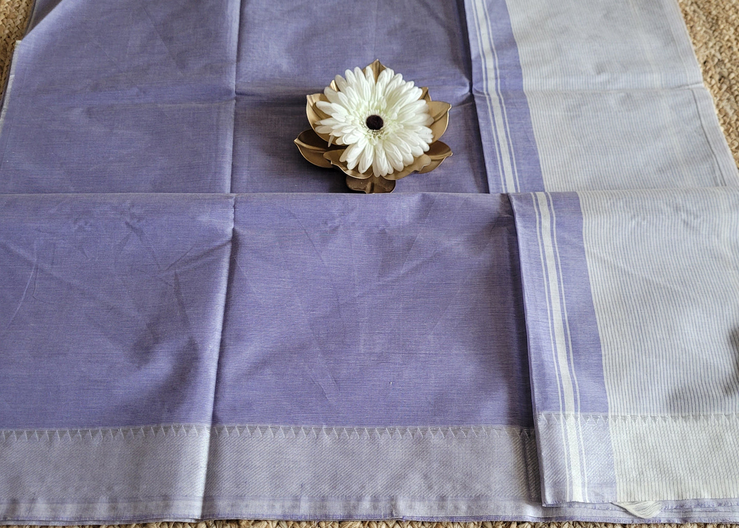 Lavender Colour Mangalgiri Cotton Saree- Andhra