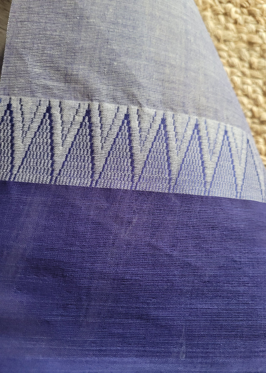 Light Blue And Indigo Colour Mangalgiri Cotton Saree- Andhra