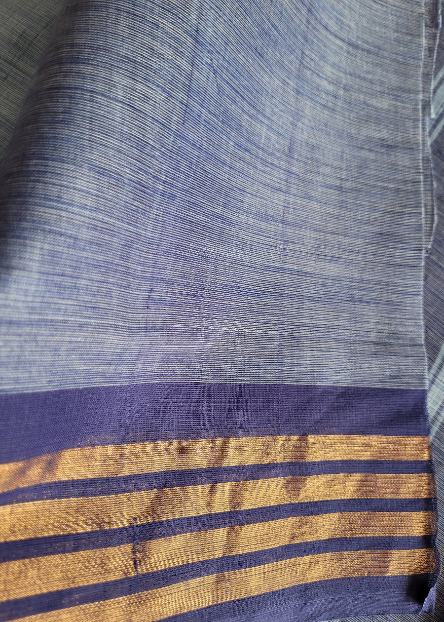 Light Denim Blue Colour Mangalgiri Cotton Saree-Andhra