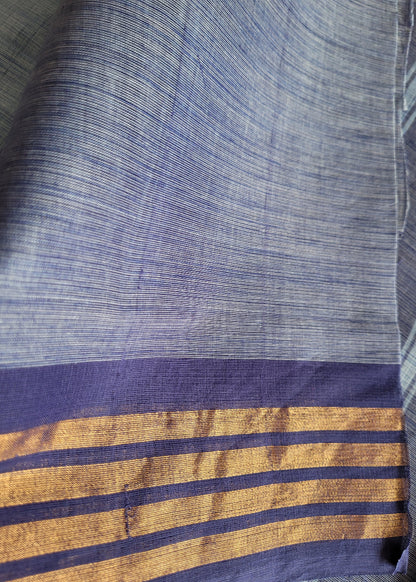 Light Denim Blue Colour Mangalgiri Cotton Saree-Andhra