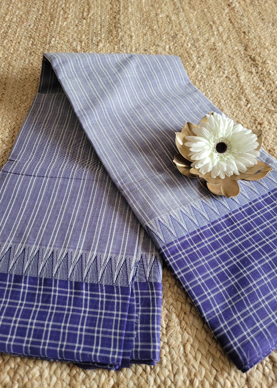 Light And Dark Violet Mangalgiri cotton Saree- Andhra