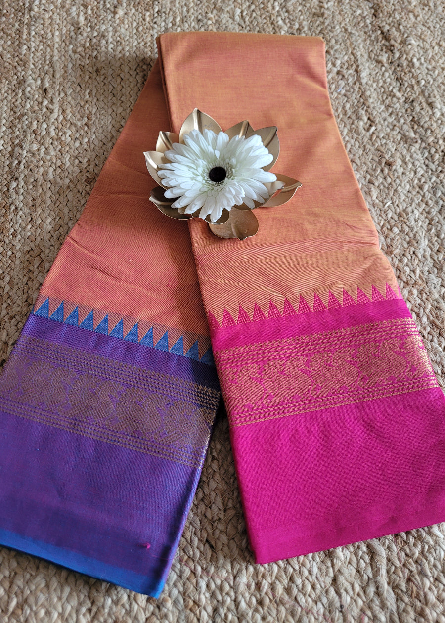 Mustard Yellow Chettinad Cotton Saree -TN