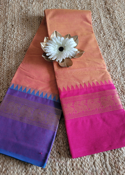 Mustard Yellow Chettinad Cotton Saree -TN