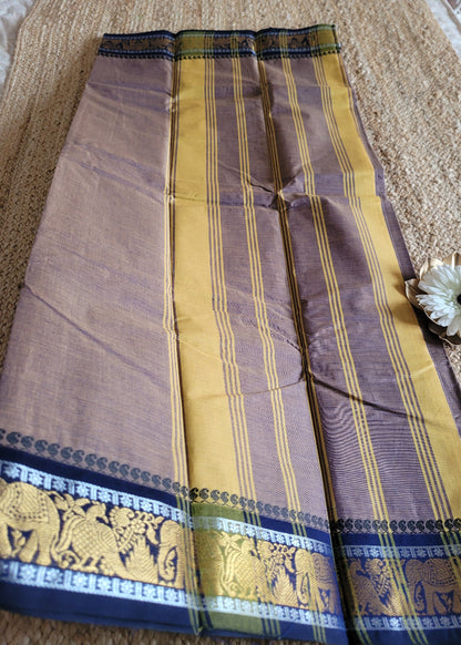 Chocolate And Black Colour Chettinad Cotton Saree-TN