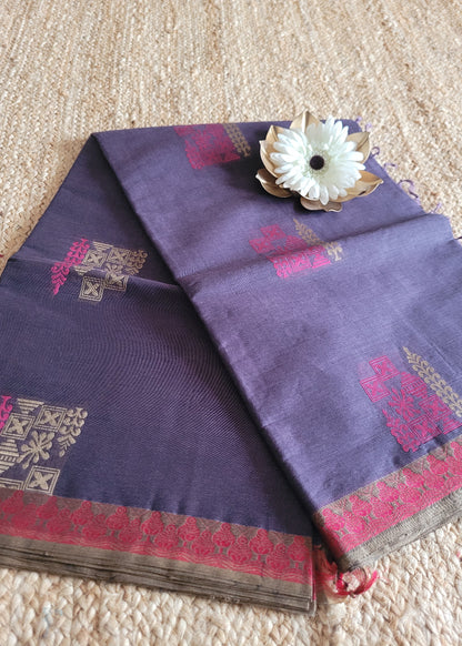Pale Violet Negamam Cotton Saree- TN