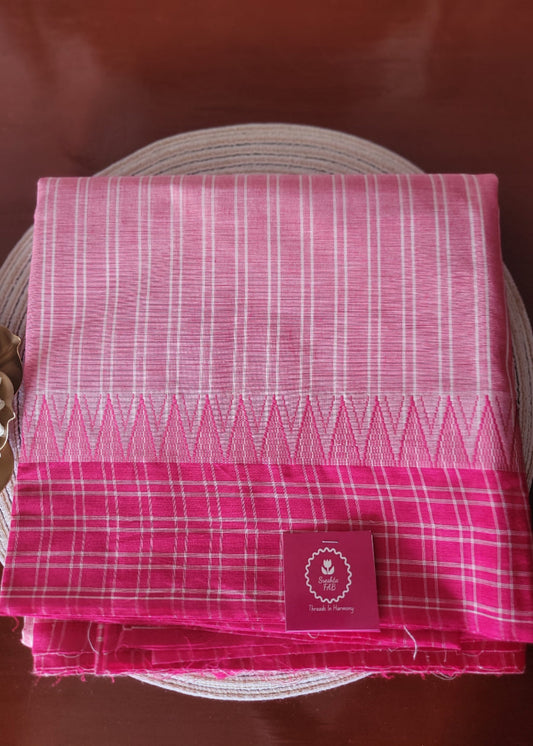 Light And Dark Pink Mangalgiri Cotton Saree- Andhra